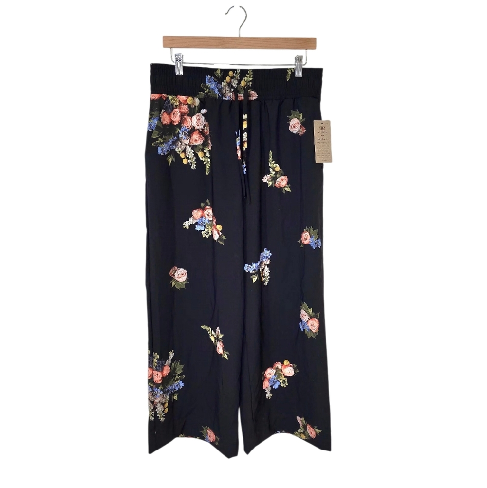 Albion Audrey Wide Leg Pants Rose Black Women's‎ Large Tall New NWT - Picture 2 of 11
